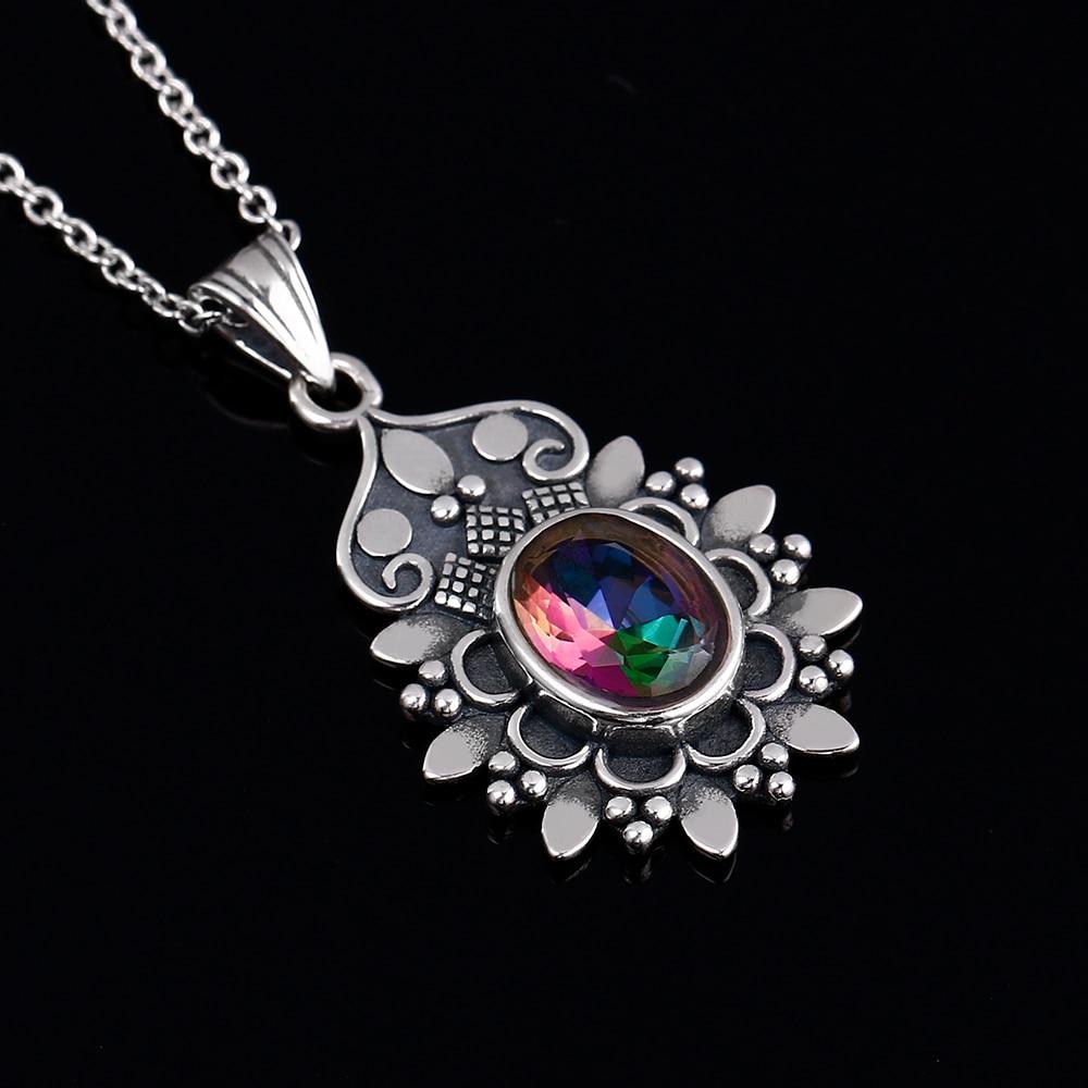 Mystic Rainbow Flower Necklace