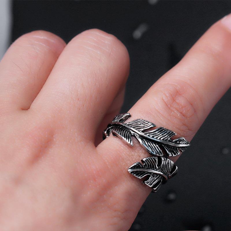 Feather Titanium Steel Wrap Ring