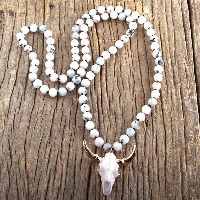 Buffalo Skull Real Stone Necklace
