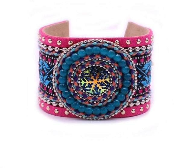 Leather Handmade Embroidered Bracelet