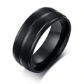 Punk Matte Stainless Steel Ring With Groove / Black Jewelry / Rave Outfits