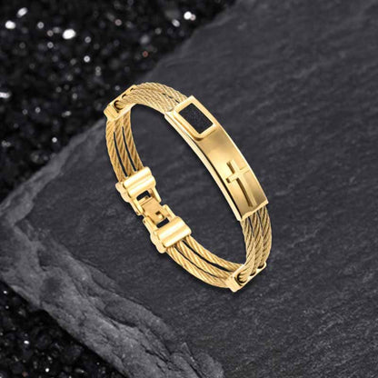 Punk Cross Multilayer Wire Stainless Steel Bracelet