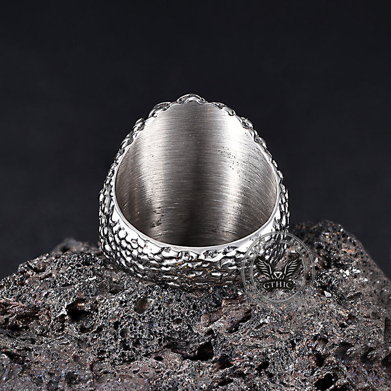 Punk Dense Skull Tiger Eye Stone Stainless Steel Ring