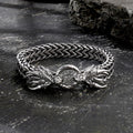 Punk Double Dragon Head Hoop Stainless Steel Bracelet