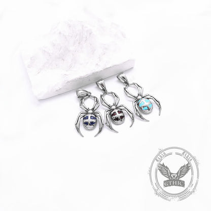 Punk Gemstone Spider Stainless Steel Animal Pendant