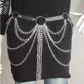 Punk Multi-layer Metal Chain Leather Waist Belt