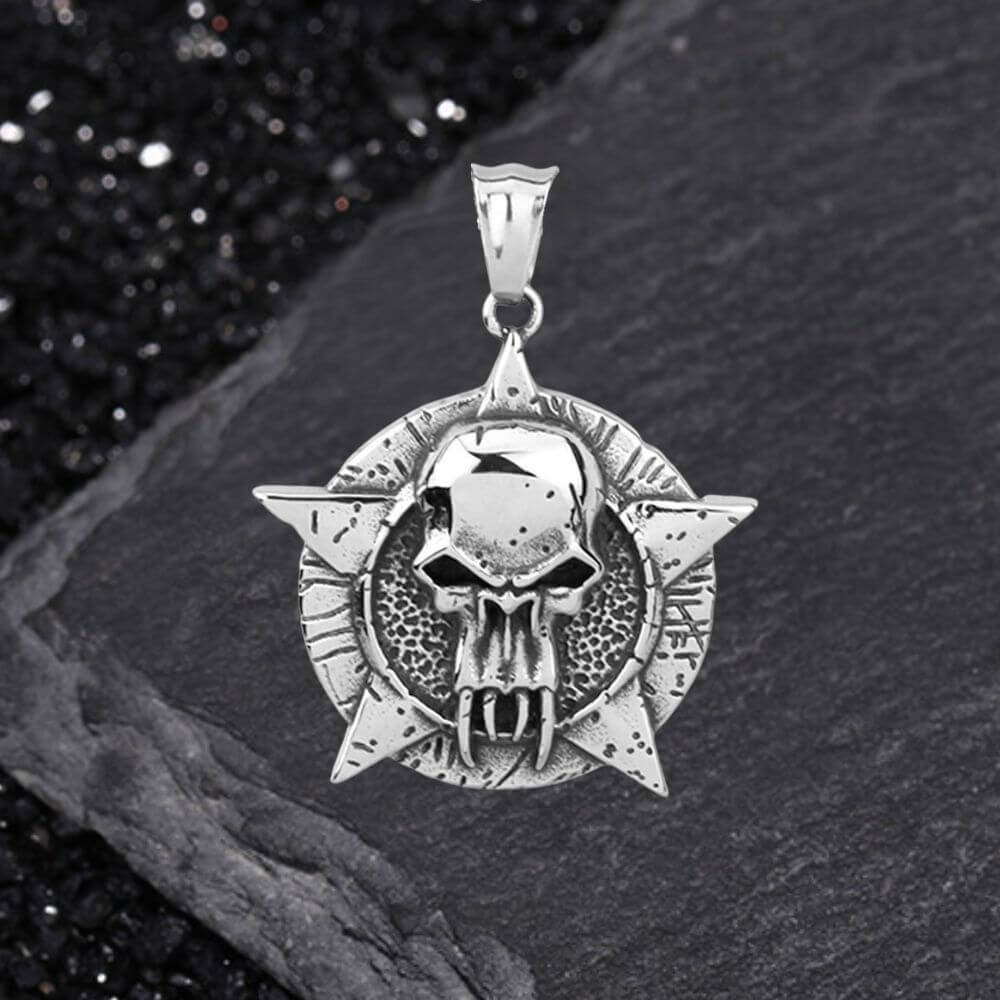 Punk Pentagram Skull Stainless Steel Pendant