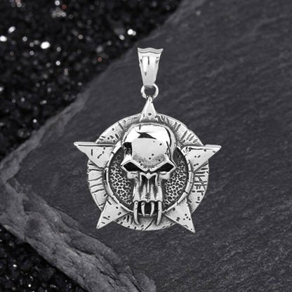 Punk Pentagram Skull Stainless Steel Pendant