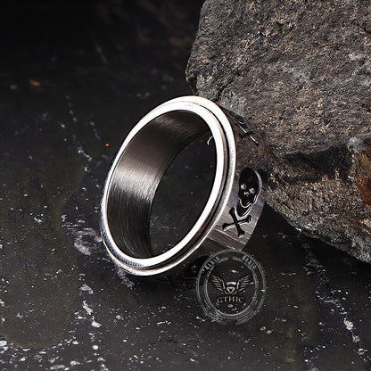 Punk Skull Crossbone Stainless Steel Spinner Ring