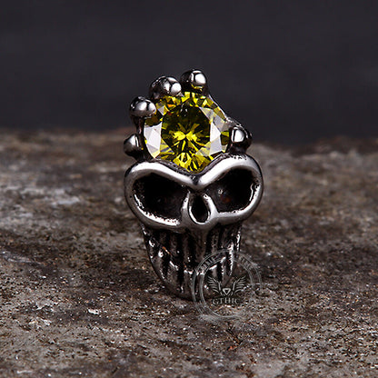 Punk Skull Head Stainless Steel Gemstone Earrings