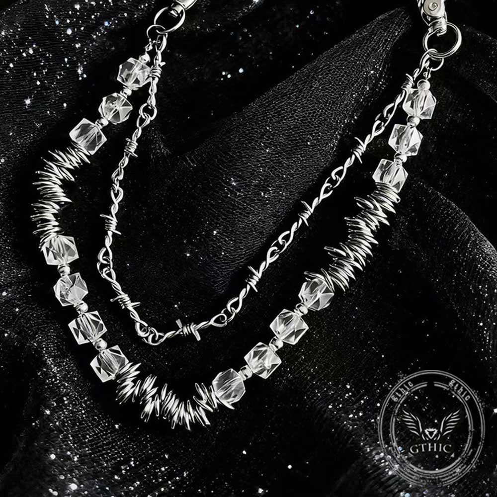 Punk Thorns Crystal Beaded Double Layer Alloy Pants Chain