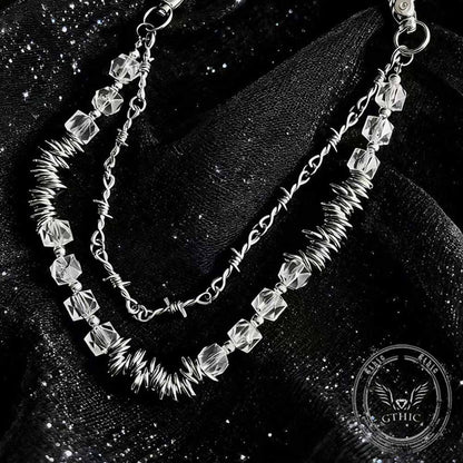 Punk Thorns Crystal Beaded Double Layer Alloy Pants Chain