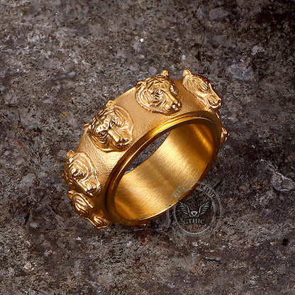 Punk Tiger Head Stainless Steel Spinner Ring