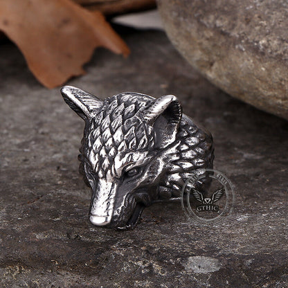 Punk Viking Wolf Head Stainless Steel Ring