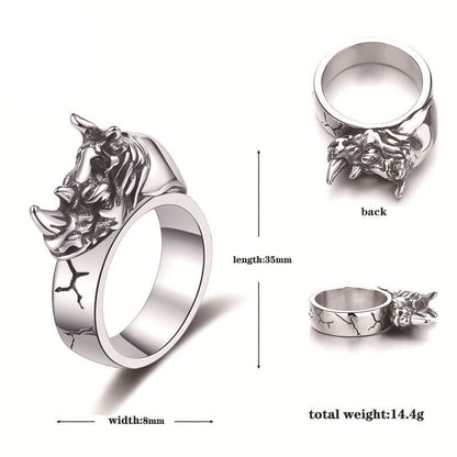 Punk Wild Rhino Stainless Steel Ring