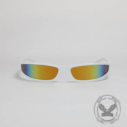 Punk Y2k Narrow Frame Colorful Uv-proof Pc Sunglasses