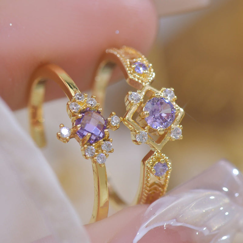 Amethyst Baroque Ring Set