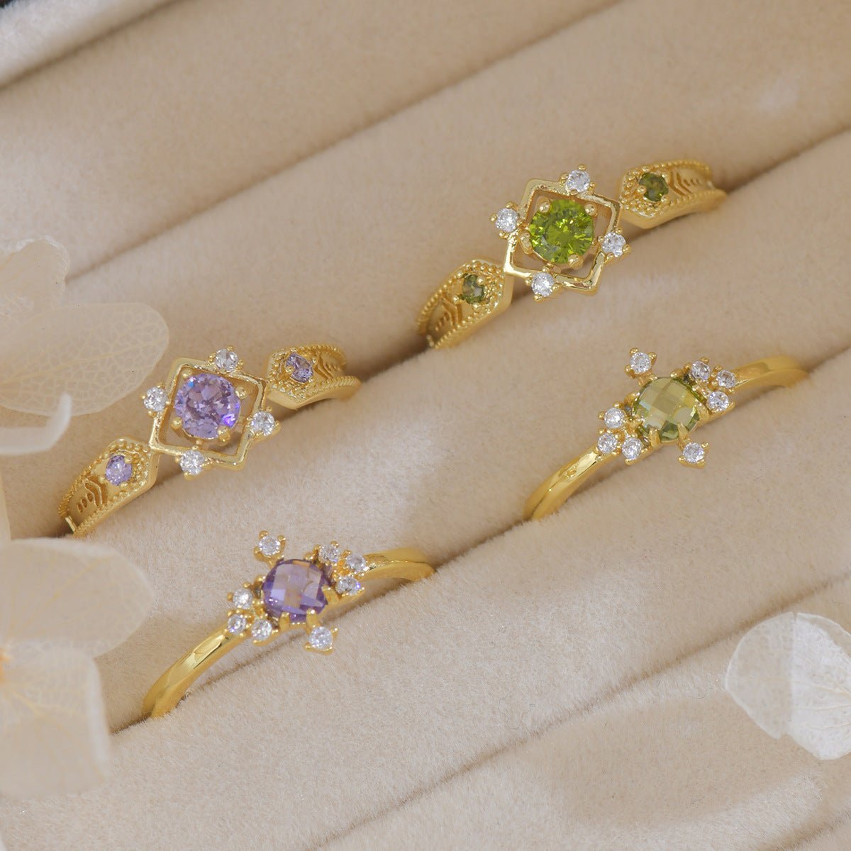 Amethyst Baroque Ring Set