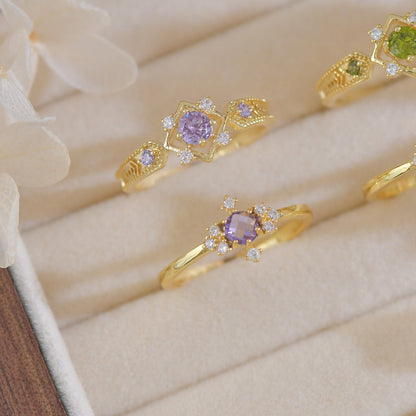 Amethyst Baroque Ring Set