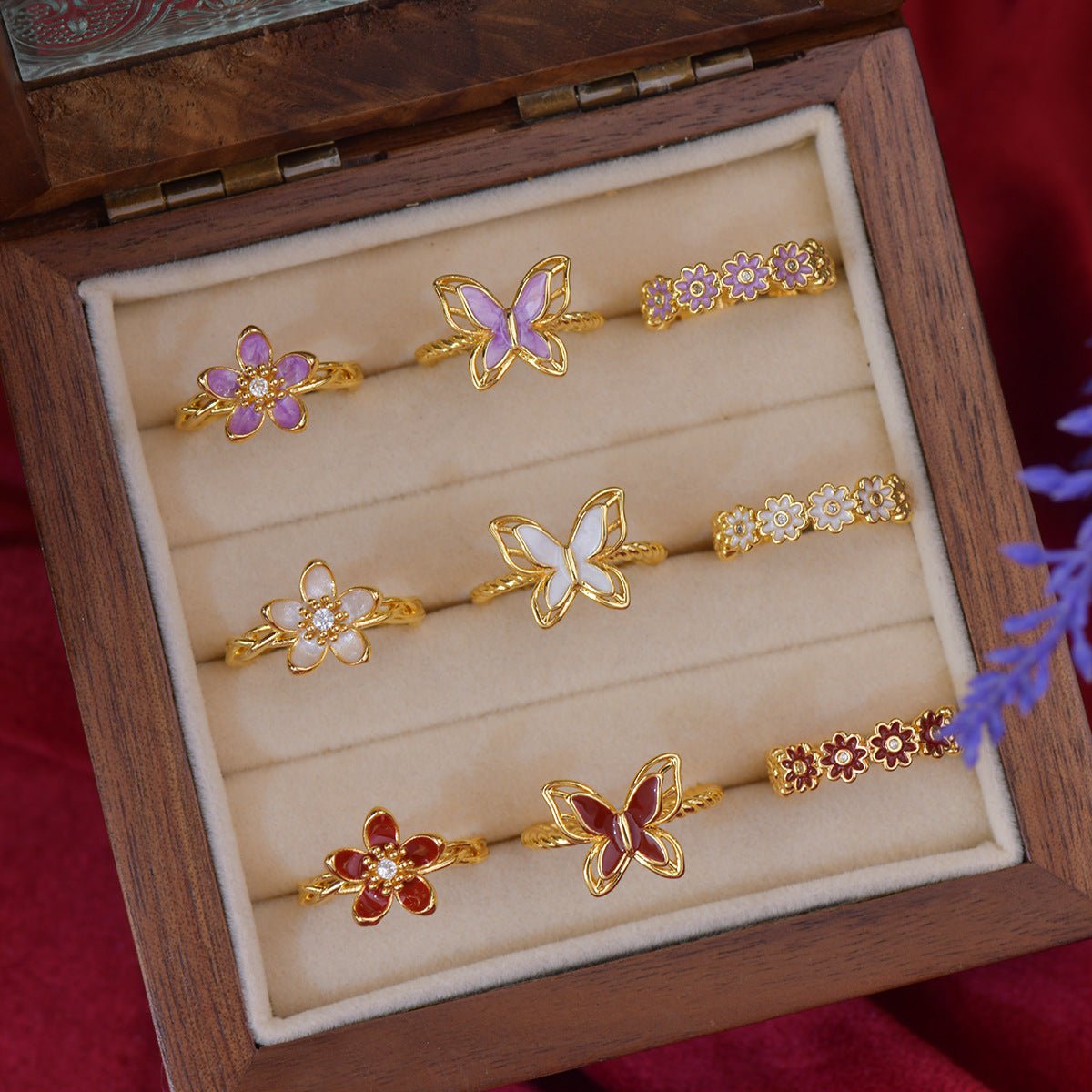 Purple Daisy Band Ring