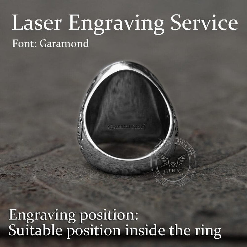 Retro Pattern Gem Stainless Steel Ring