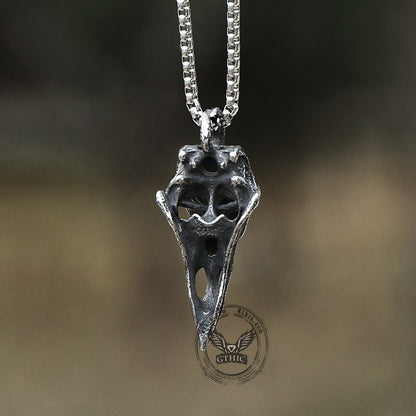Retro Raven Stainless Steel Skull Pendant