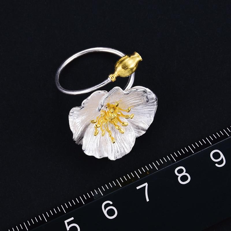 Blooming Poppy Sterling Silver Ring