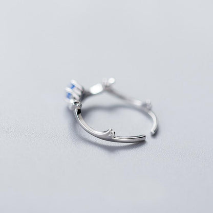 Blue Crystal Elk Silver Ring