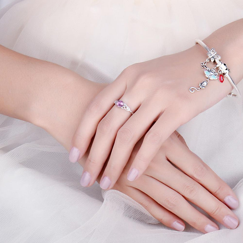 Celtic Pink Sapphire Silver Ring