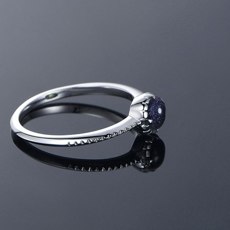 Cosmic Blue Sandstone Silver Ring