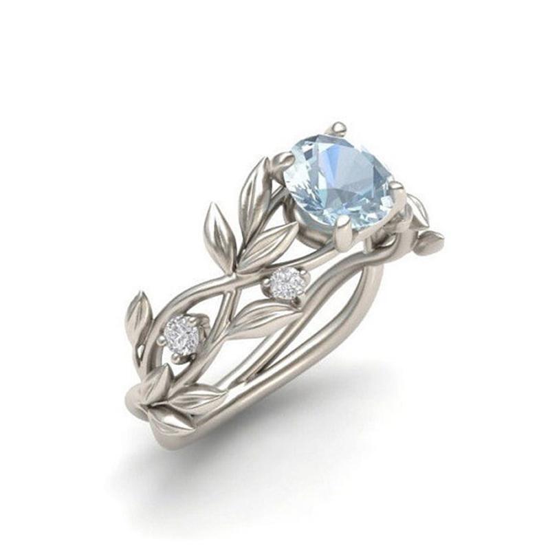Crystal Vines Aquamarine Princess Ring