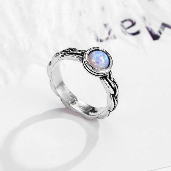 Dainty Opal Silver Ring