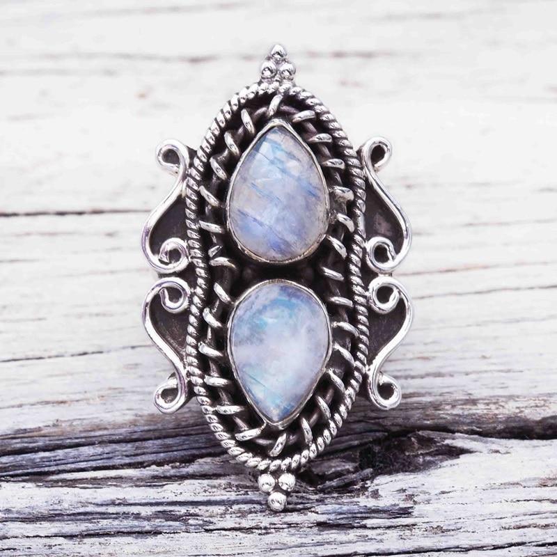 Double Water Drop Moonstone Ring