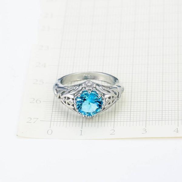 Flower Aquamarine Silver Ring