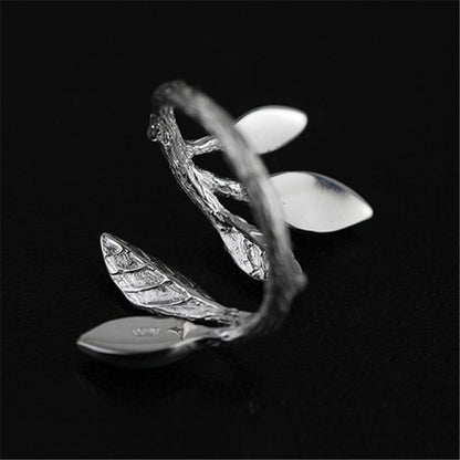 Green Aventurine Leaves Sterling Silver Ring