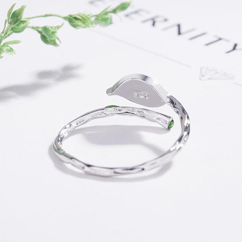 Green Leaf Fairy Silver Ring