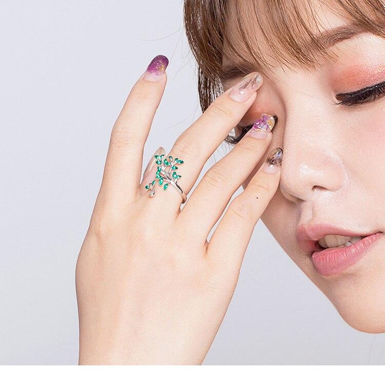 Green Tree of Life Silver Ring