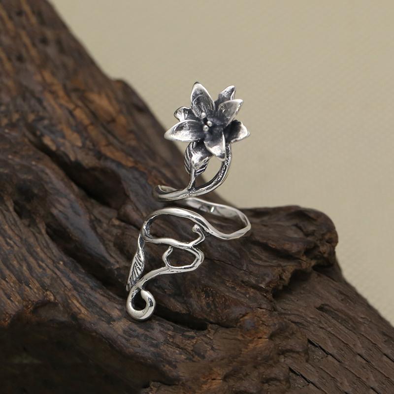 Lucky Flower Sterling Silver Wrap Ring