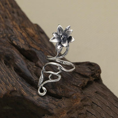 Lucky Flower Sterling Silver Wrap Ring