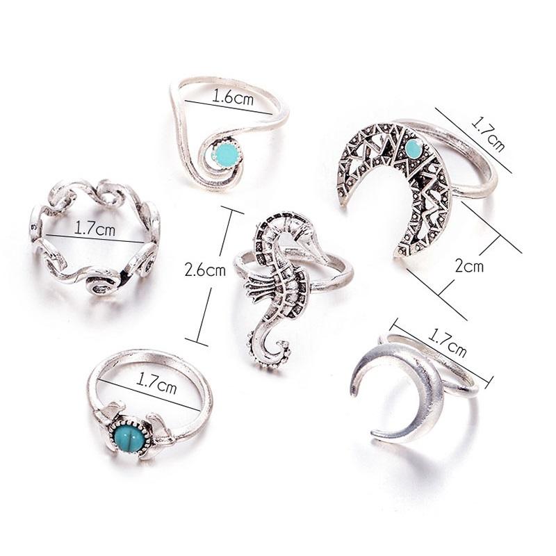 Moon Waves Ring Set