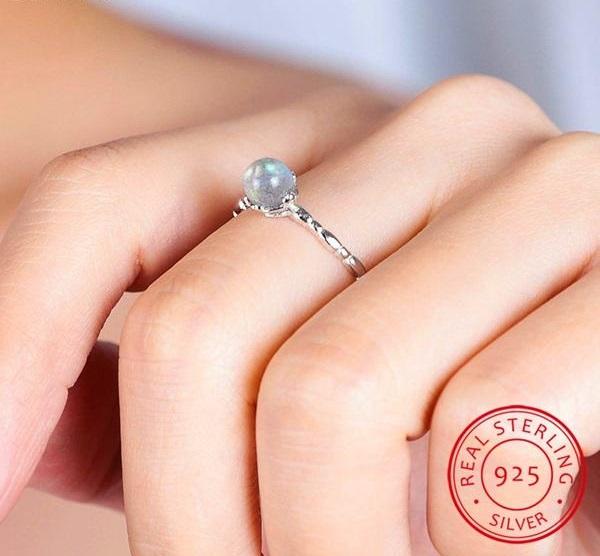 Mystic Moonstone Silver Ring