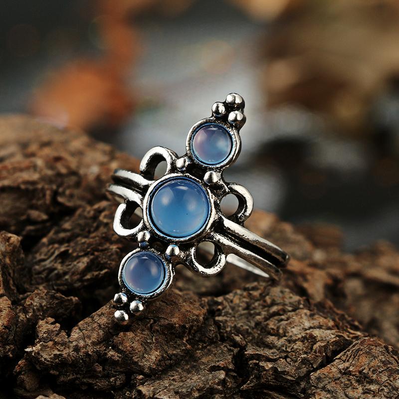 Natural Opal Stone & Moonstone Ring Set