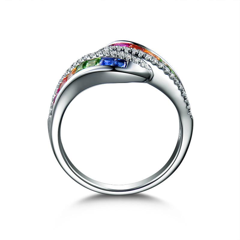 Rainbow Crystal Charms Ring
