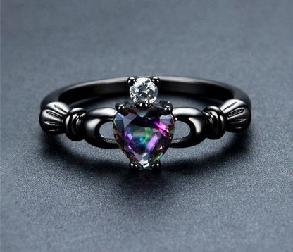 Rainbow Heart Claddagh Ring