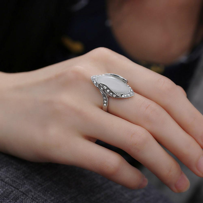 Retro Style White Moonstone Ring