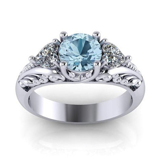 Sky Blue Princess Crystal Ring