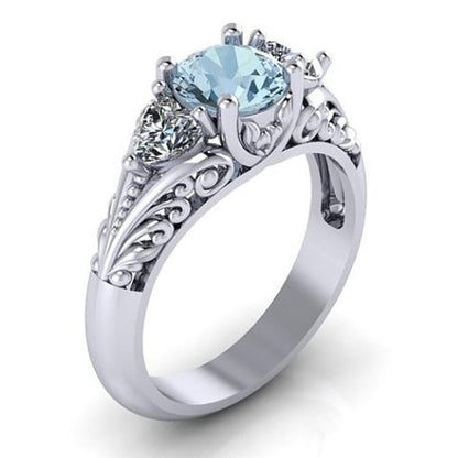 Sky Blue Princess Crystal Ring