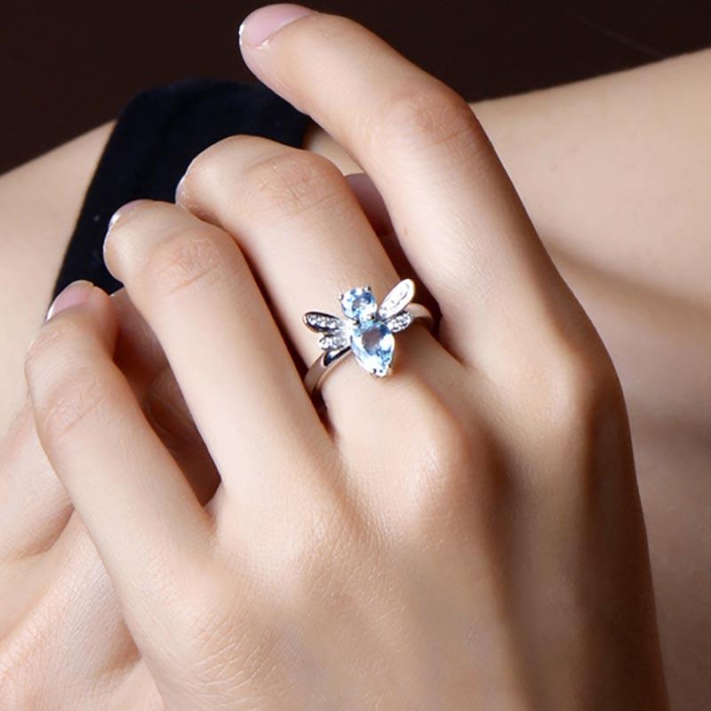 Topaz Dragonfly Silver Ring