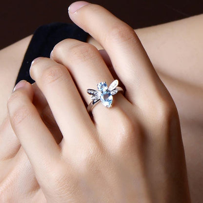 Topaz Dragonfly Silver Ring
