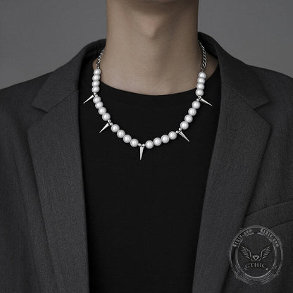 Rivet Pearl Stainless Steel Necklace